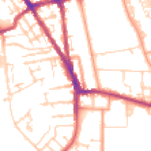 Daytime road noise heatmap for RG2 0EG