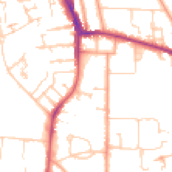 Daytime road noise heatmap for RG2 0EP