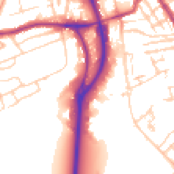 Daytime road noise heatmap for RG2 0HP