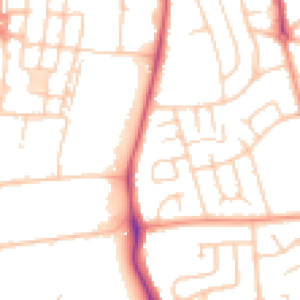 Daytime road noise heatmap for RG2 0JB