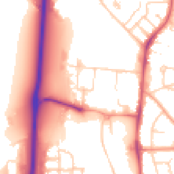 Daytime road noise heatmap for RG2 0NH