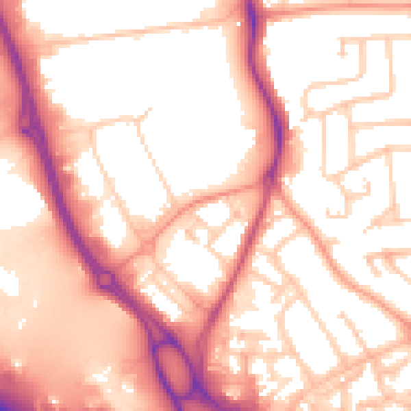 Daytime road noise heatmap for RG2 0RA