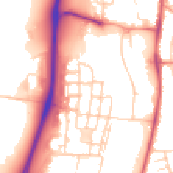 Daytime road noise heatmap for RG2 0WW