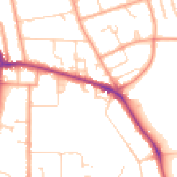 Daytime road noise heatmap for RG2 7AL