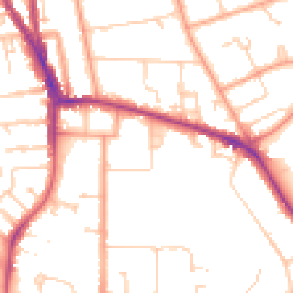 Daytime road noise heatmap for RG2 7AU