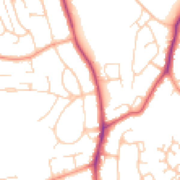 Daytime road noise heatmap for RG2 7EE