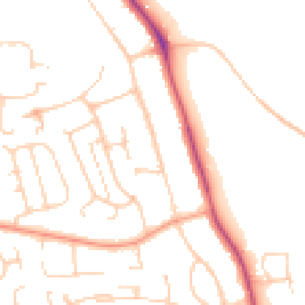 Daytime road noise heatmap for RG2 7HQ