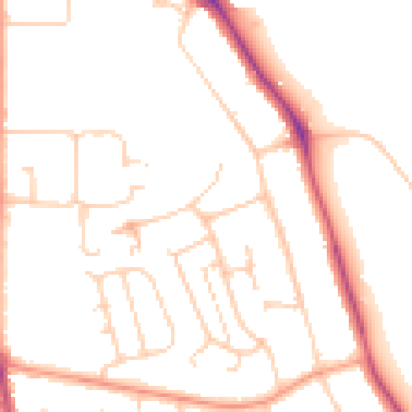 Daytime road noise heatmap for RG2 7JJ