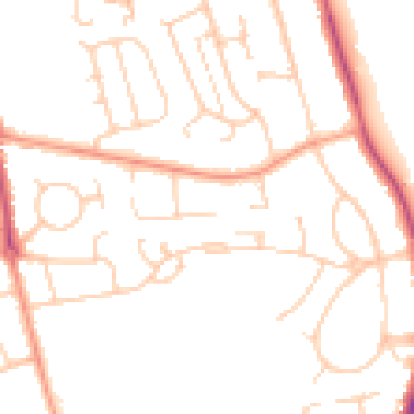 Daytime road noise heatmap for RG2 7JT
