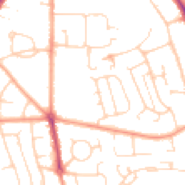 Daytime road noise heatmap for RG2 7LD