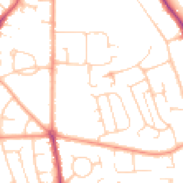Daytime road noise heatmap for RG2 7LE