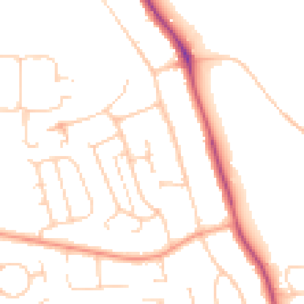 Daytime road noise heatmap for RG2 7LP