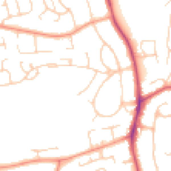 Daytime road noise heatmap for RG2 7NF