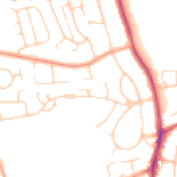 Daytime road noise heatmap for RG2 7NH