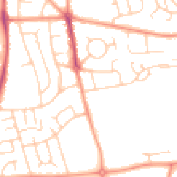 Daytime road noise heatmap for RG2 7NR