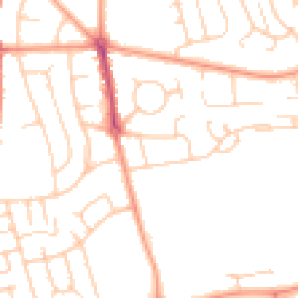 Daytime road noise heatmap for RG2 7NS