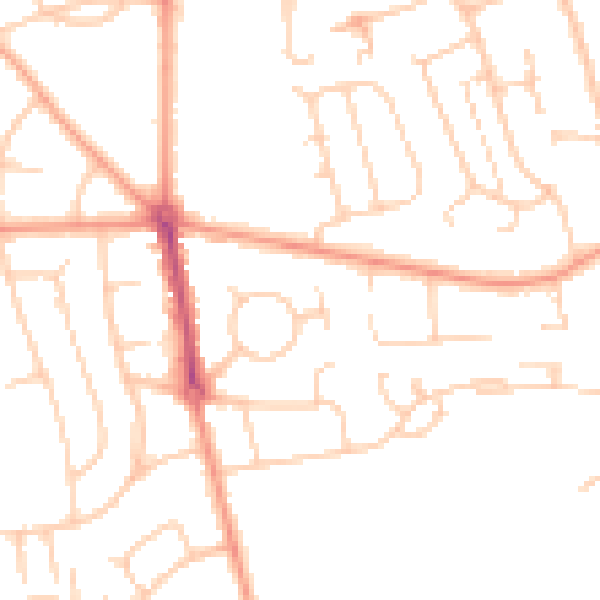 Daytime road noise heatmap for RG2 7PA