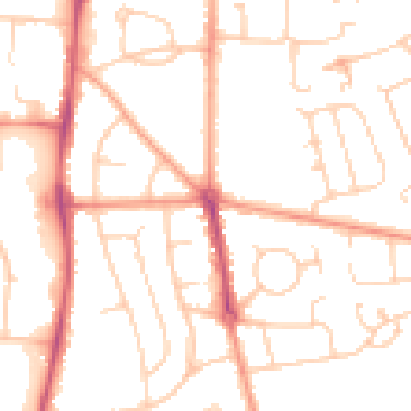 Daytime road noise heatmap for RG2 7QT