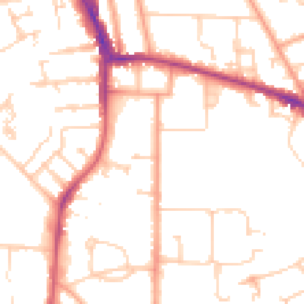 Daytime road noise heatmap for RG2 7QU