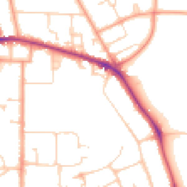 Daytime road noise heatmap for RG2 7RN