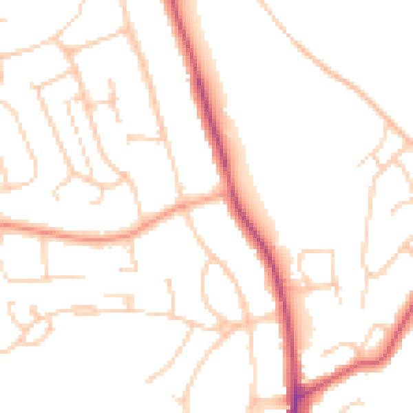 Daytime road noise heatmap for RG2 7RS