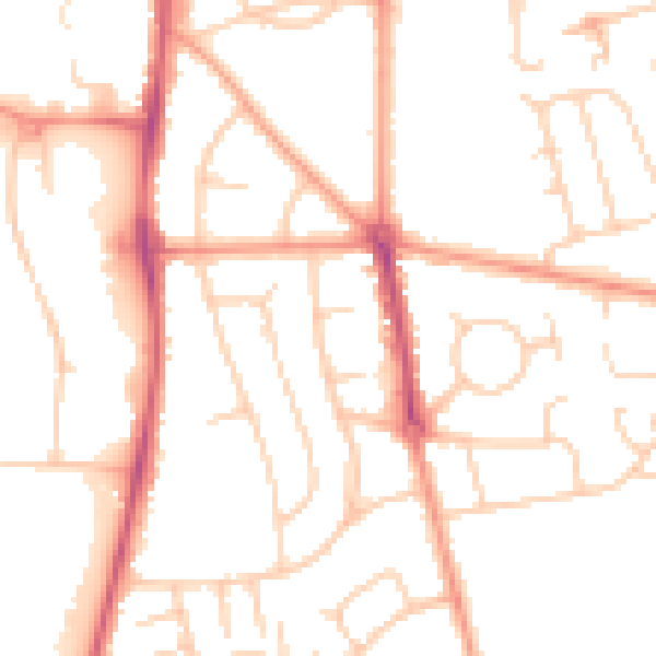 Daytime road noise heatmap for RG2 7SD