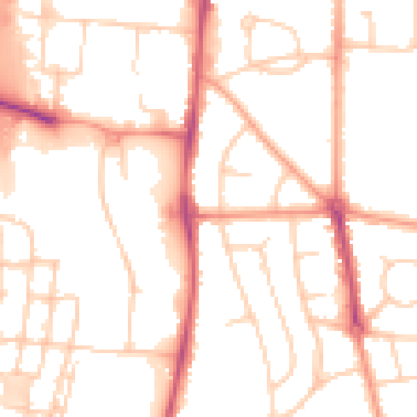 Daytime road noise heatmap for RG2 7SP