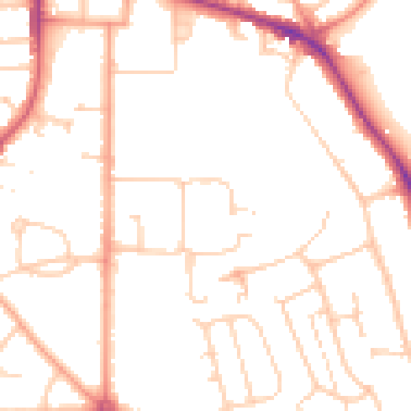 Daytime road noise heatmap for RG2 7TT