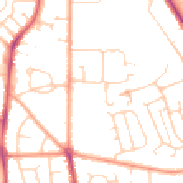 Daytime road noise heatmap for RG2 7UE