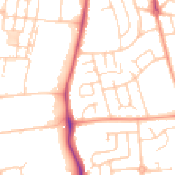 Daytime road noise heatmap for RG2 8AY