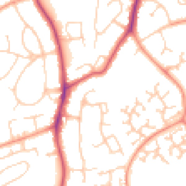 Daytime road noise heatmap for RG2 8EF