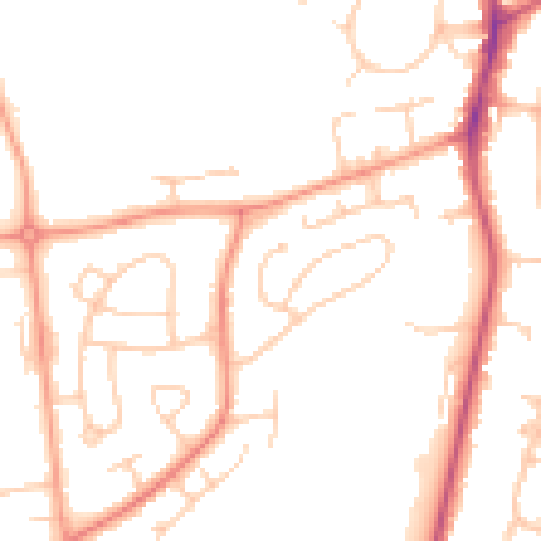 Daytime road noise heatmap for RG2 8HN