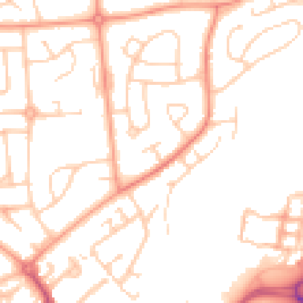 Daytime road noise heatmap for RG2 8JP