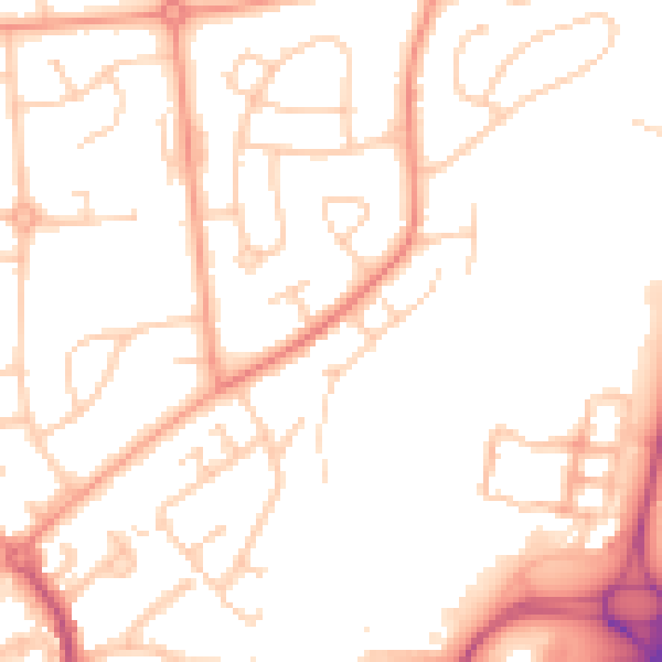 Daytime road noise heatmap for RG2 8JU
