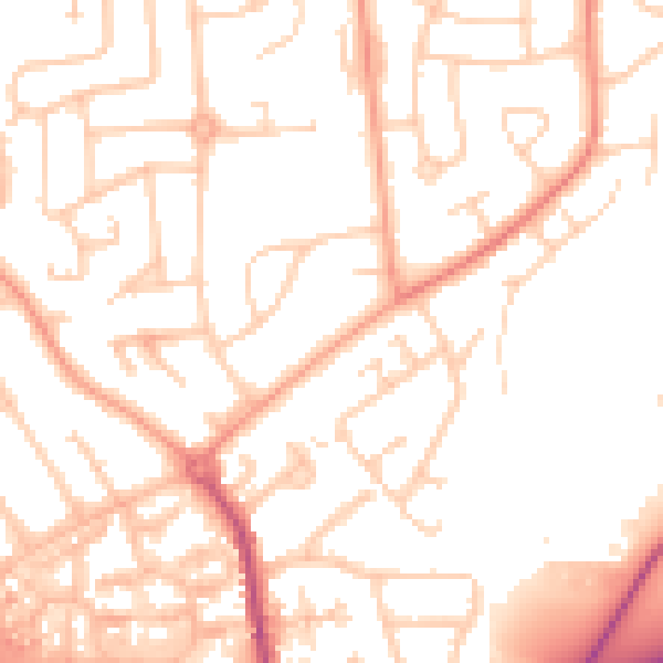 Daytime road noise heatmap for RG2 8LQ