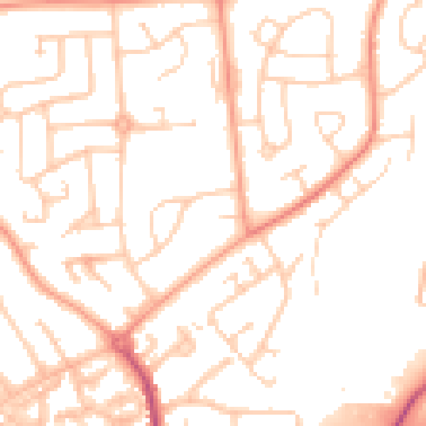 Daytime road noise heatmap for RG2 8NZ