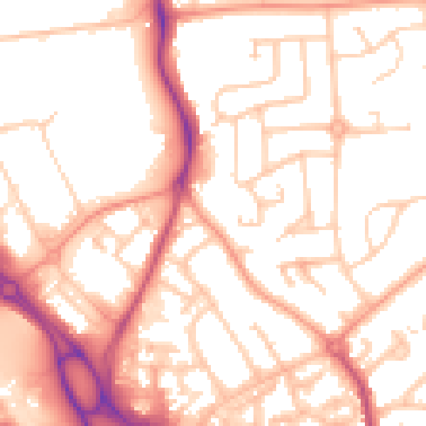 Daytime road noise heatmap for RG2 8PN