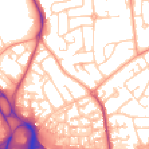 Daytime road noise heatmap for RG2 8PW