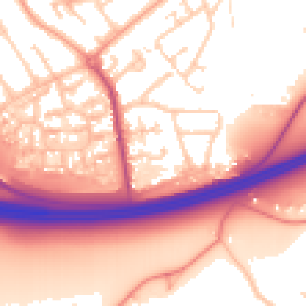 Daytime road noise heatmap for RG2 8PZ