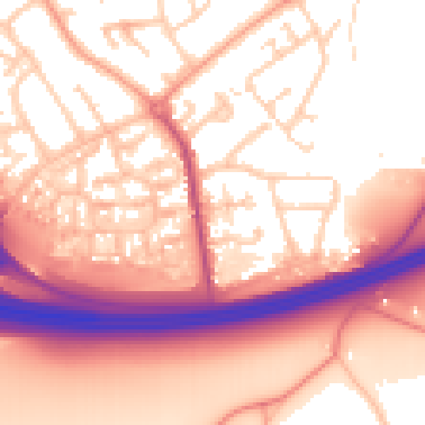 Daytime road noise heatmap for RG2 8QB