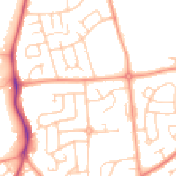 Daytime road noise heatmap for RG2 8RA