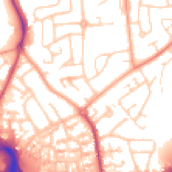 Daytime road noise heatmap for RG2 8RX