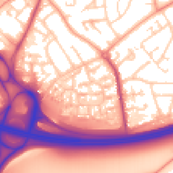 Daytime road noise heatmap for RG2 8UF