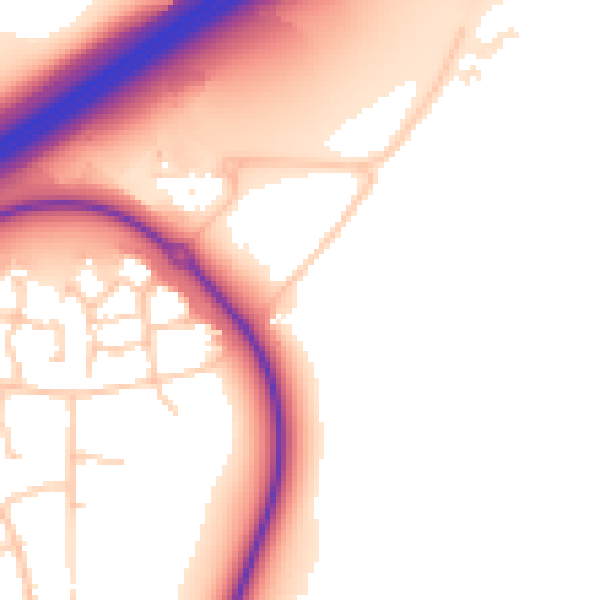 Daytime road noise heatmap for RG2 9AF