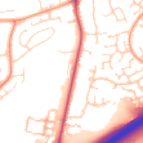 Daytime road noise heatmap for RG2 9AY