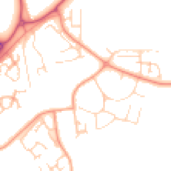 Daytime road noise heatmap for RG2 9BF