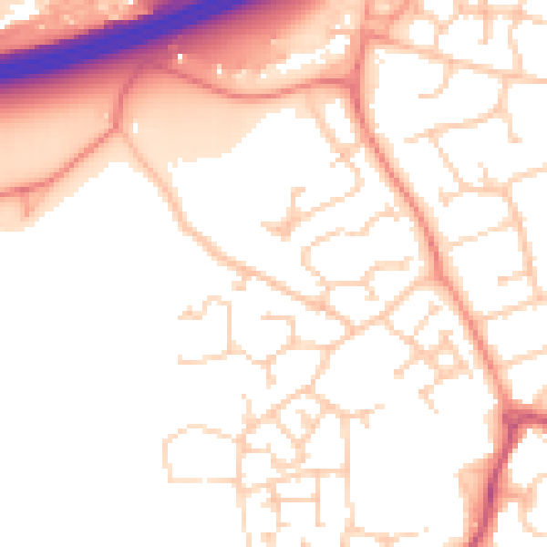 Daytime road noise heatmap for RG2 9DD