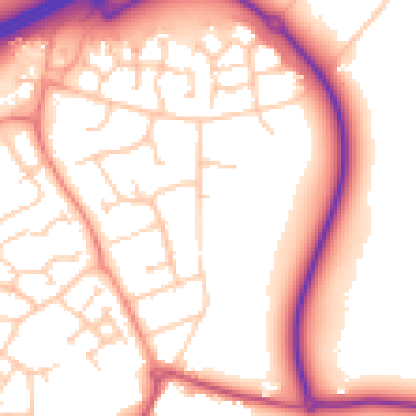 Daytime road noise heatmap for RG2 9DN