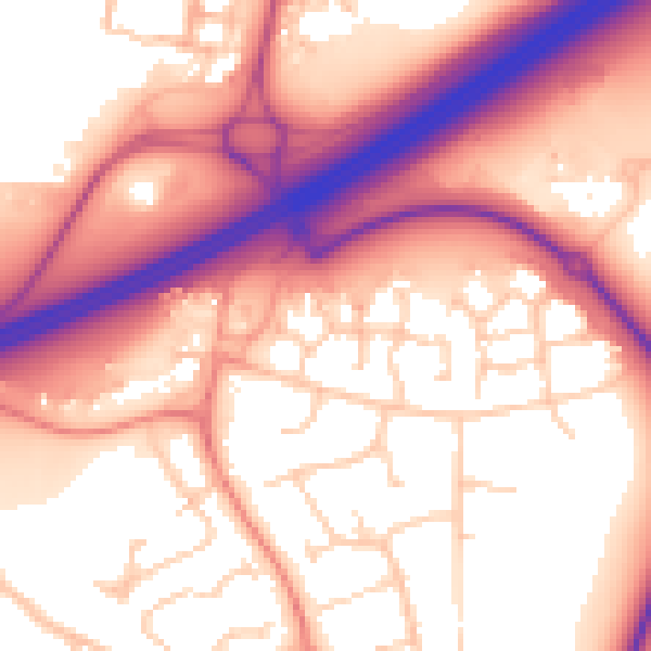 Daytime road noise heatmap for RG2 9DQ