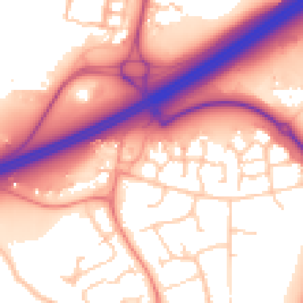 Daytime road noise heatmap for RG2 9ET